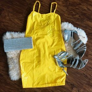 Brand New** Latex mini dress in Yellow
